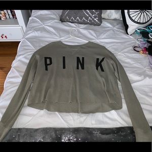 Vs pink cropped long sleeve